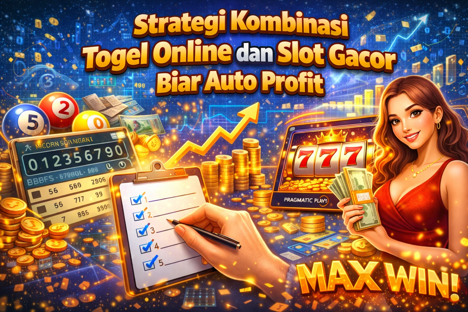 Ilustrasi strategi kombinasi permainan togel dan slot